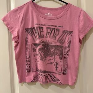 pink hollister baby tee crop top